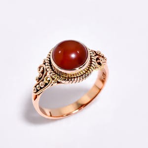 Red Carnelian Ring, 925 Sterling Silver Ring, Rose Gold Plated Ring, Handmade Ring, Boho Design Ring, Promise Ring For Women Gift Jewelry