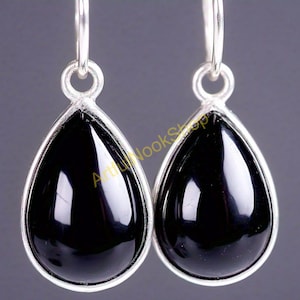Black Onyx Earrings, Onyx Earrings, Black Stone Earrings, 925 Sterling Silver Earrings, Dangle Earrings, Wedding Gifts Earrings for Women