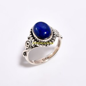 Natural Blue Lapis Lazuli Stone Ring 925 Sterling Silver Ring Engagement Rings Boho Rings Lapis Lazuli Birthday Gift Jewelry for Women