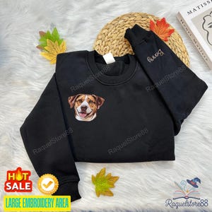 Sweat-shirt brodé pour chien personnalisé - Visage et nom d'animal de compagnie personnalisés - Sweat à capuche ou chemise d'animal de compagnie personnalisé pour les amoureux des chats