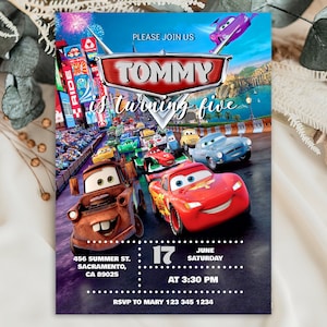Cars Birthday Party Invitation | Cars Lightning Birthday Invite | McQueen Birthday Party Invitation | Boy Race Car Birthday Party Invite