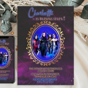 Descendants Birthday Invitation, Descendants Editable Digital Download for Print or Text 5x7