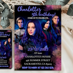 Descendants Birthday Invitation, Descendants Editable Digital Download for Print or Text 5x7