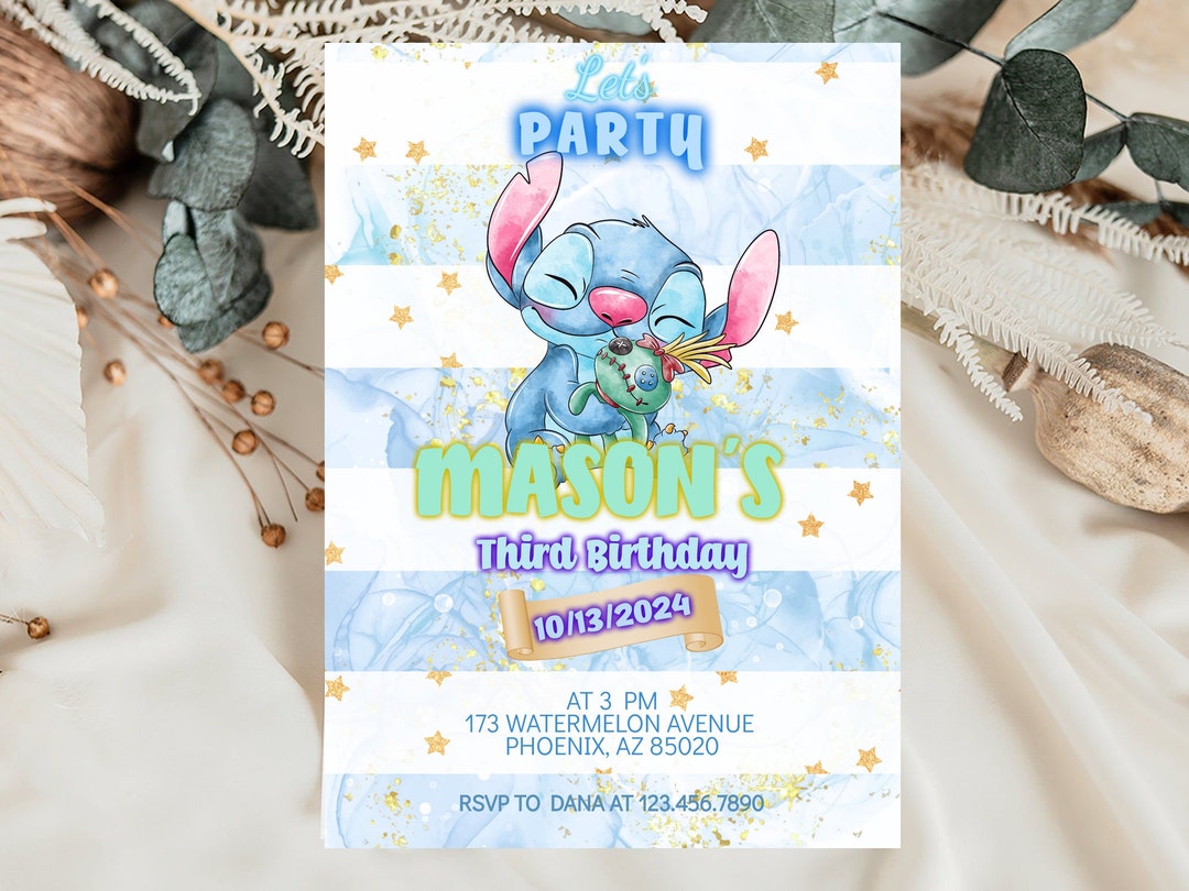 Editable Stitch Birthday Invitation Template, Printable Birthday Party ...