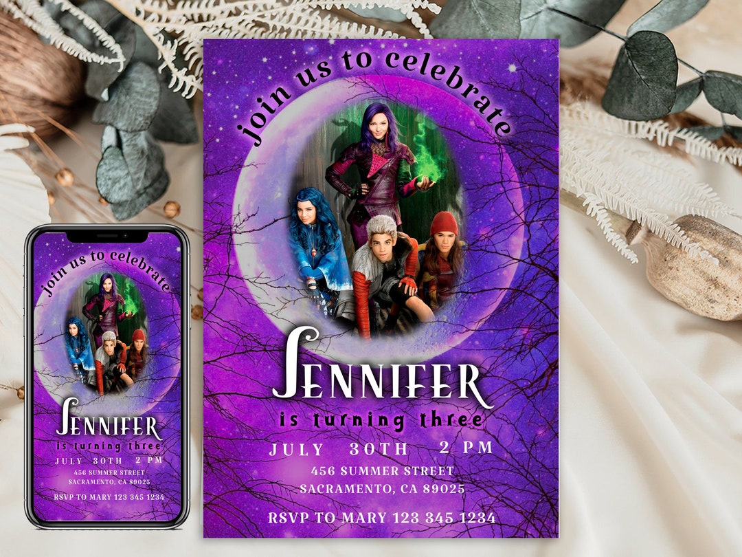 Descendants Birthday Invitation | Descendants Party Invite, Descendants ...