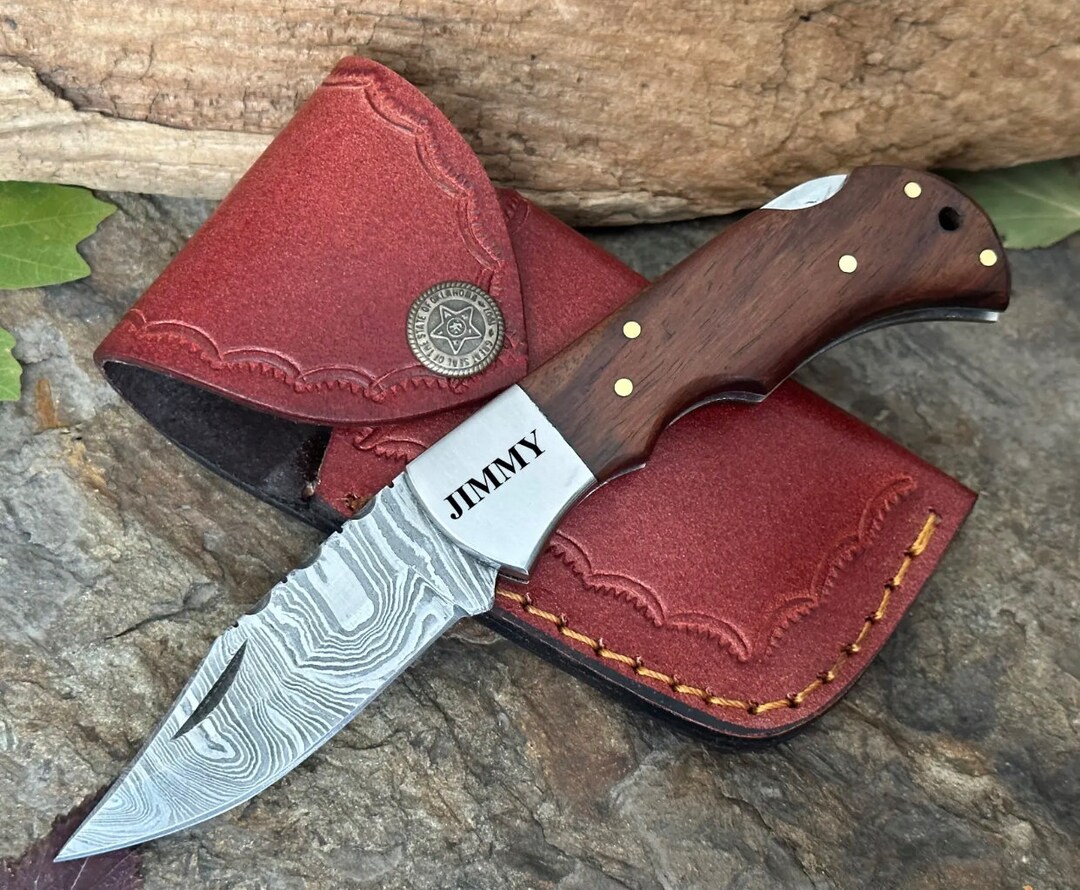 Handmade Personalized Engraved Damascus Knife Gift for Him Etsy
