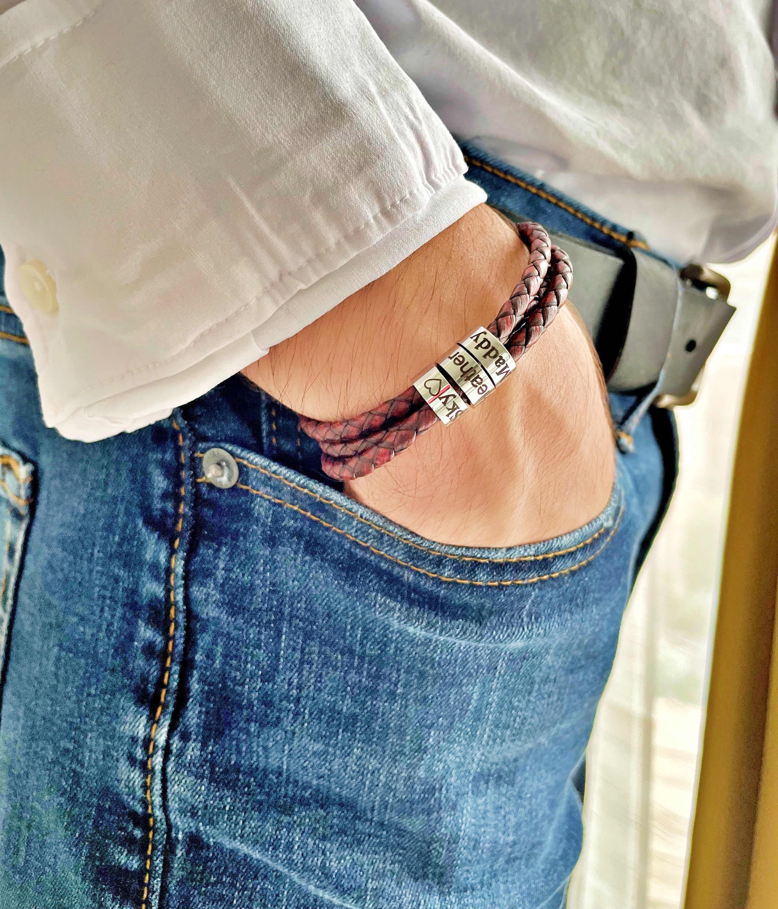 Etsy custom shop mens leather bracelet