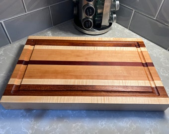Hand Made Solid Wood Maple, Jatoba and Padauk Charcuterie Board