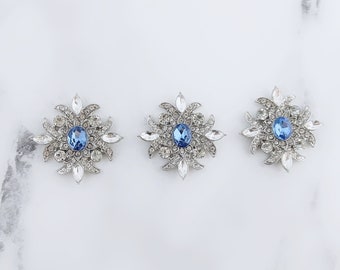 Magnets for Fridge, Set of 3 Blue Crystal Rhinestone Magnets, Housewarming Gift, Blue Decor