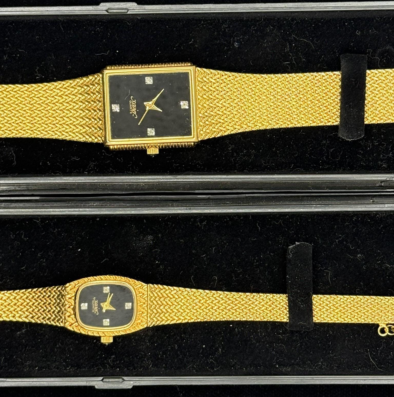 Vintage Xavier Quartz Men\'s Tank Watch Diamond Markers Swiss Black Dial 25MM Xavier diamond markers gold tone ladies | Mercari main image 4