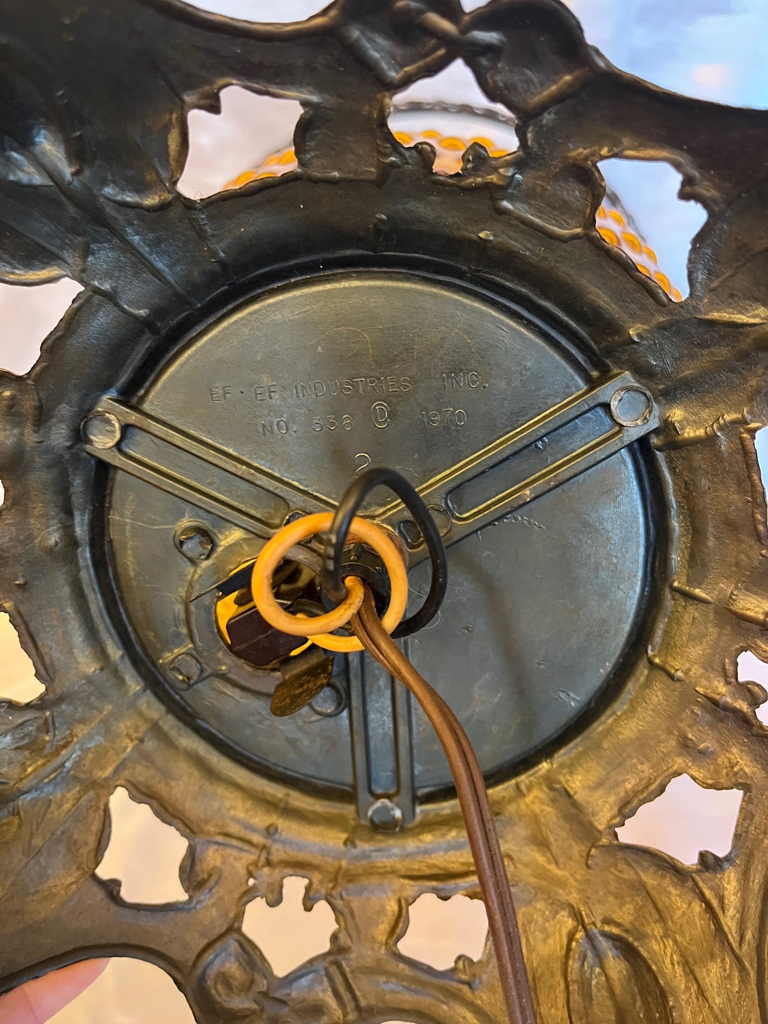 EF EF Industries 1970 338 Amber Hobnail Glass 2 Way Globe Hurricane