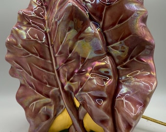 Lampada a foglia in ceramica stile retrò MCM - Rosa e oro