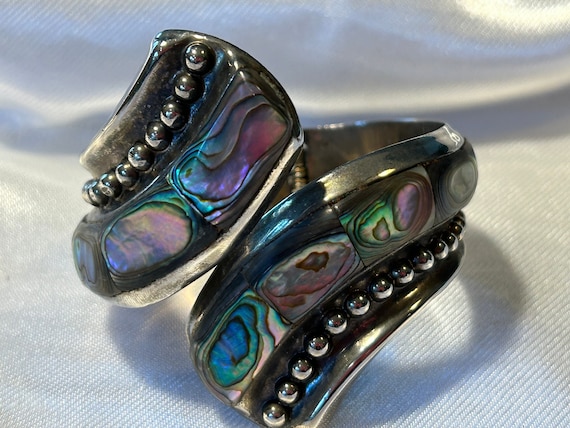 Stunning Vintage Mexican Sterling Silver Hinged C… - image 1