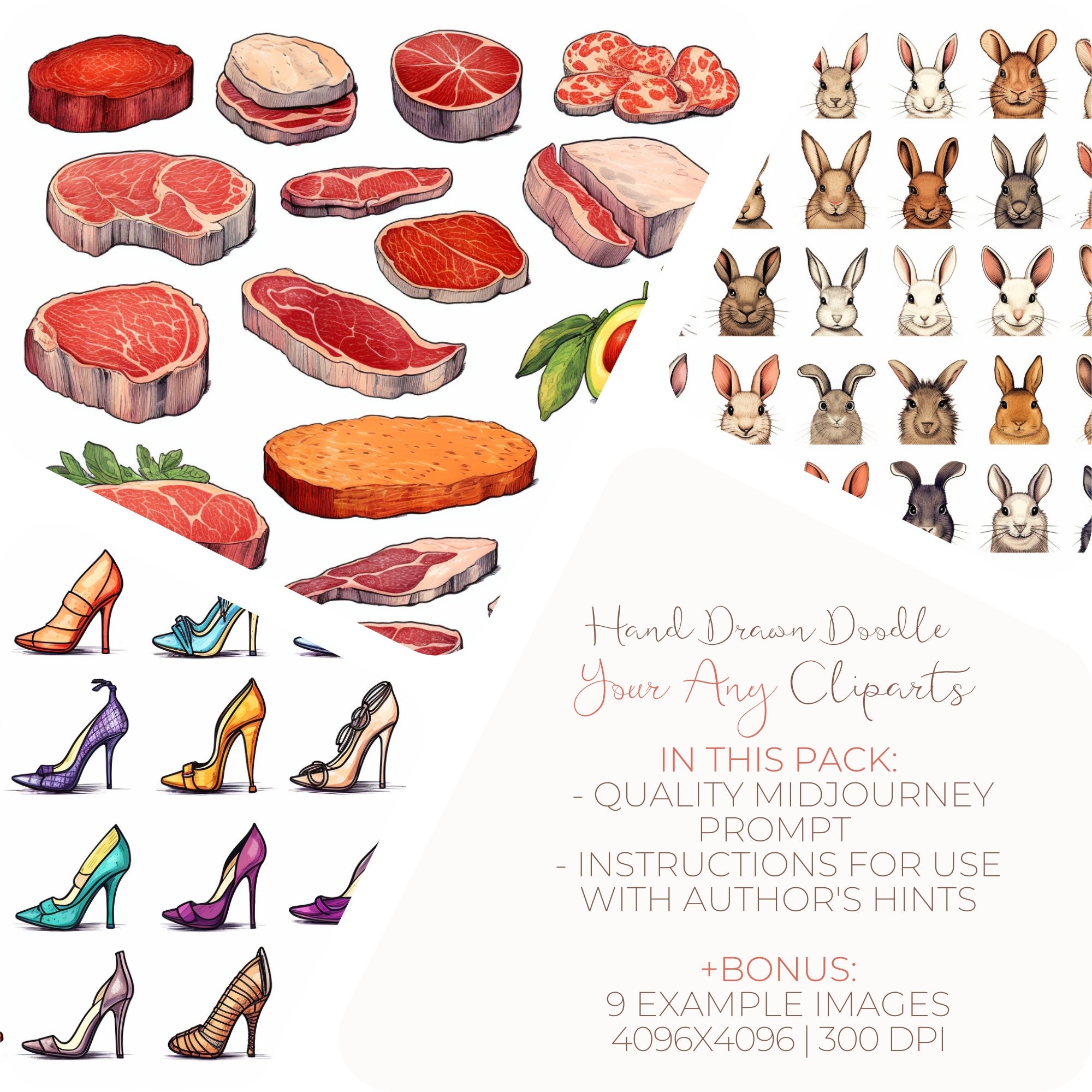 Midjourney Clipart Prompt, Hand Drawn Doodle Prompt for Any Cliparts ...