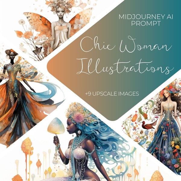 Midjourney Prompt for Chic Woman Illustrations, Midjourney Fashion Prompt for Girl, Midjourney Woman Clipart Prompt, Beautiful, Vogue