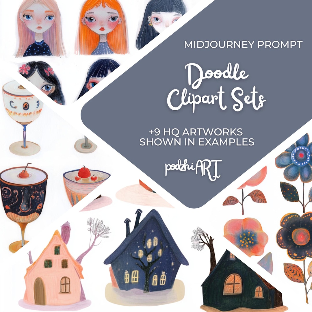 Midjourney Prompt for Doodle Clipart Sets, Kids Clipart Set AI Prompts ...