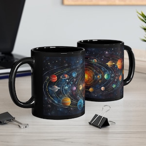 Kubek Galaxy / Kosmos / Wszechświat / Niebiański / Temat kosmosu / Pomysł na prezent / Prezent dla niego / Prezent dla nauczyciela / 11 uncji Czarny kubek
