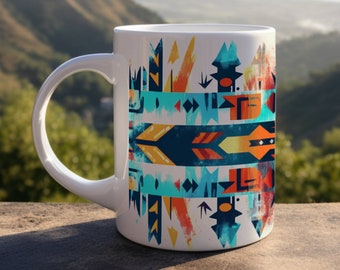 Aztec Art / Cultural Art / Mayan Mug / Mexican Mug / Aztec Pattern / Gift For Him or Her / 11oz Mug