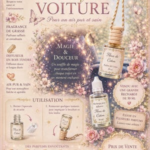 Diffuseur de parfum voiture + grande recharge, désodorisant voiture, parfume aussi votre dressing,vos toilettes,votre salle de bain...