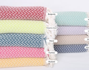 Coperta a zig zag, coperta, coperta personalizzata, regalo di compleanno, tovaglia di Natale, coperta in cotone 63"x75", copriletto, coperta organica,
