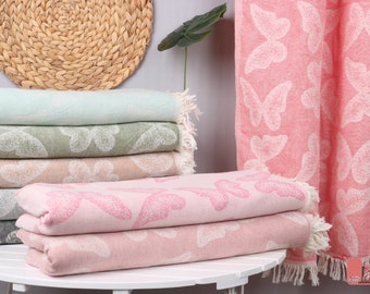 Bridesmaid Gift Towel, Custom Gift, Personalized Gifts, 36&quot;x67&quot; Butterfly Pattern Cotton Towel, Christmas Gift, Valentines Day Gift,