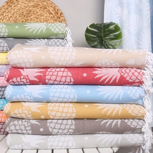 Monogrammed Beach Towel, Bridesmaid Gifts, 36"x70" Cotton Pineapple Design Towel, Beach Towel, Gift For Boyfriend,