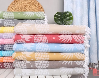 Monogrammed Beach Towel, Bridesmaid Gifts, 36&quot;x70&quot; Cotton Pineapple Design Towel, Beach Towel, Gift For Boyfriend,