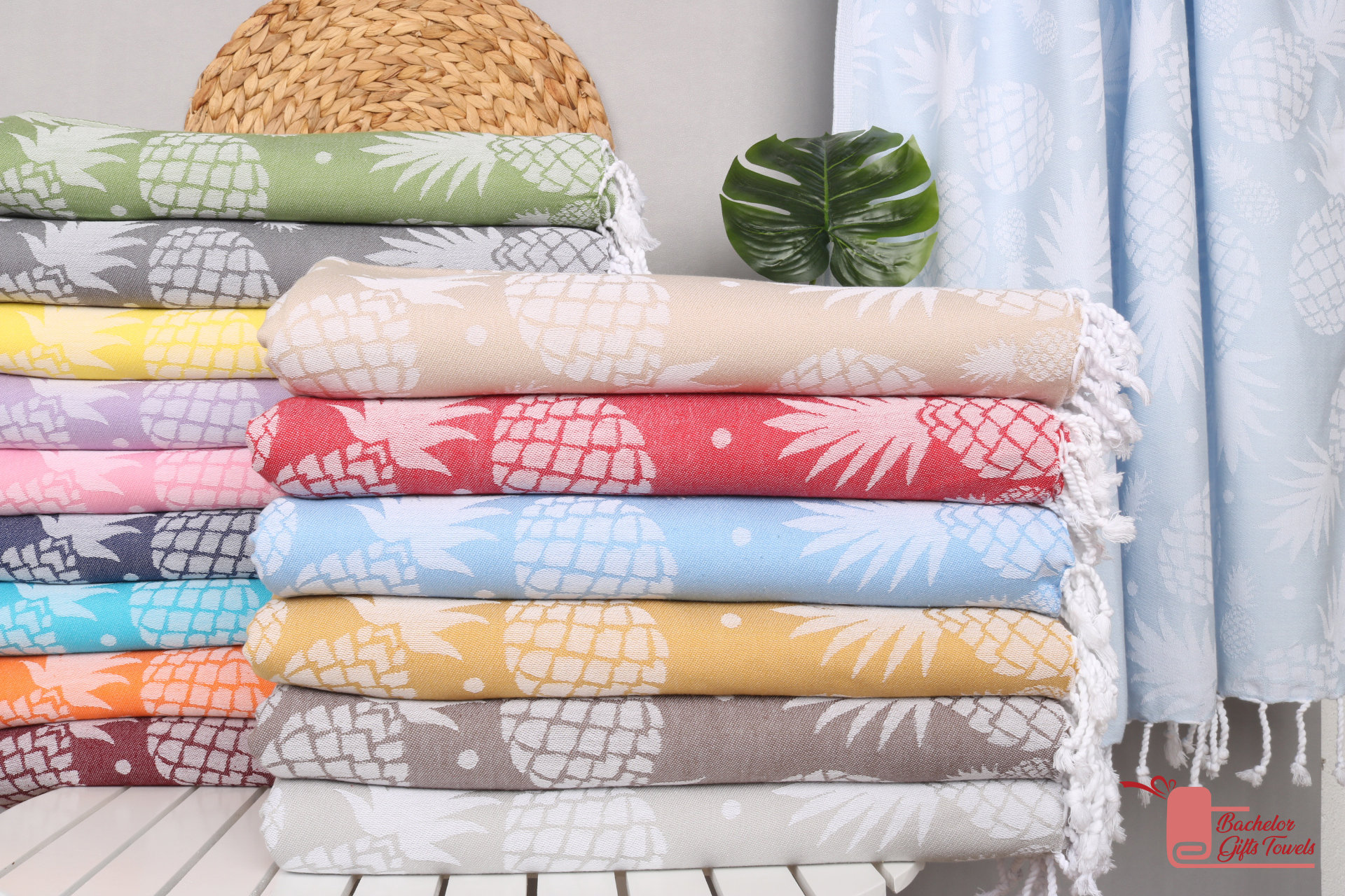 Monogrammed Beach Towel, Bridesmaid Gifts, 36"x70" Cotton Pineapple Design Towel, Beach Towel, Gift For Boyfriend,