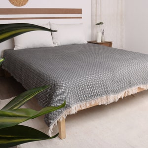 Luxury Bedspread, Throw Blankets, Personalized Blanket, Herringbone Blanket, 67"x75" Cotton Blanket, Gift For Her
