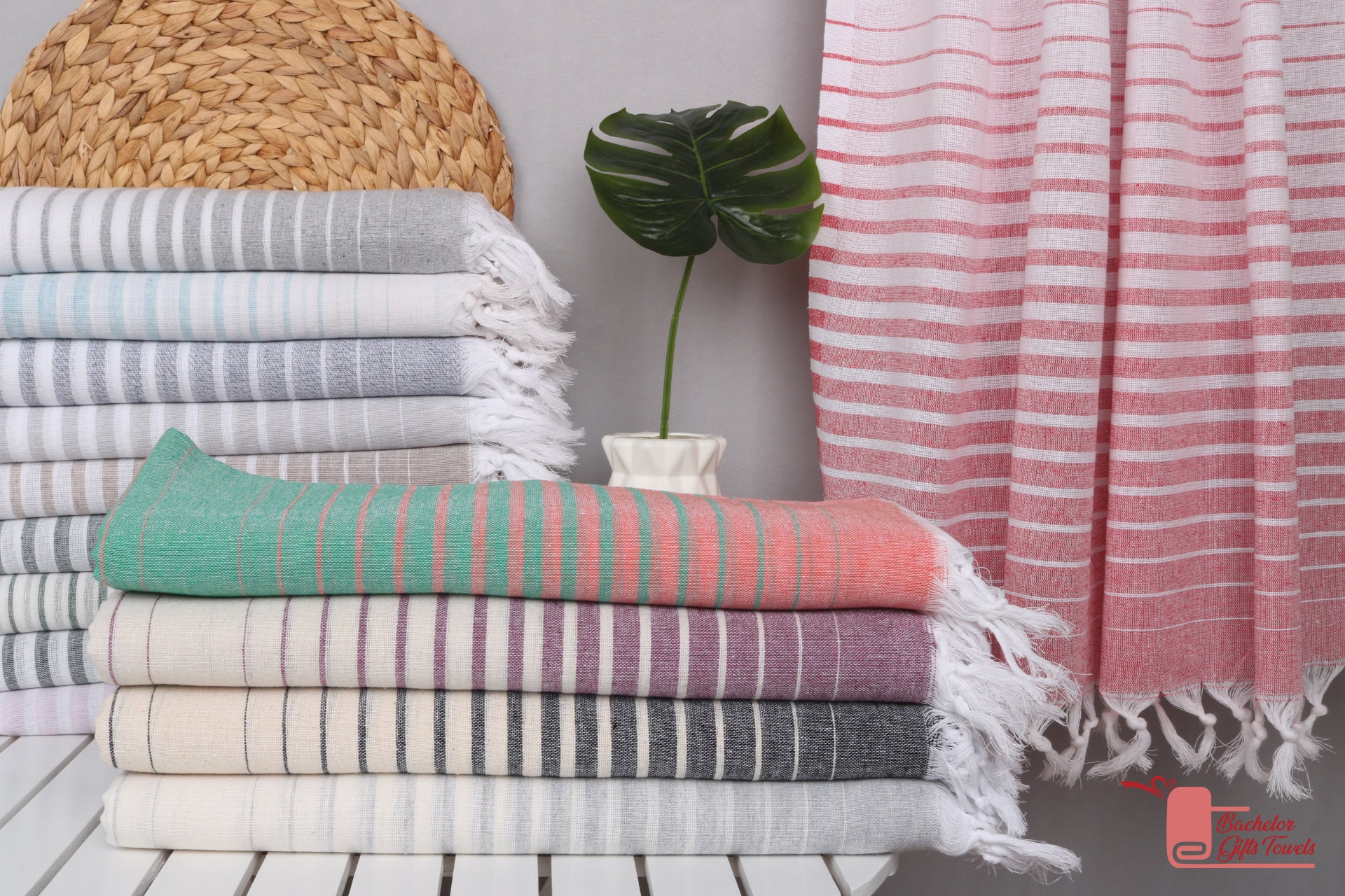 Custom Wedding Gifts, Turkish Beach Towel, Bachelorette Party Gifts Bridesmaids, 40"x70" Cotton Striped Towel, Valentines Gift,