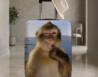 Cute Monkey Luggage Cover, Funny Luggage Cover, Funny Animal Suitcase , Aesthetic Suitcase Cover, Funny Travel Gift, Custom Travel Gift