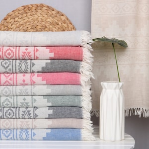36"x70" Cotton Aztec Towel, Personalized Beach Towel, Monogram Beach Towel, Personalized Wedding Gift, Boyfriend Christmas Gift, image 1