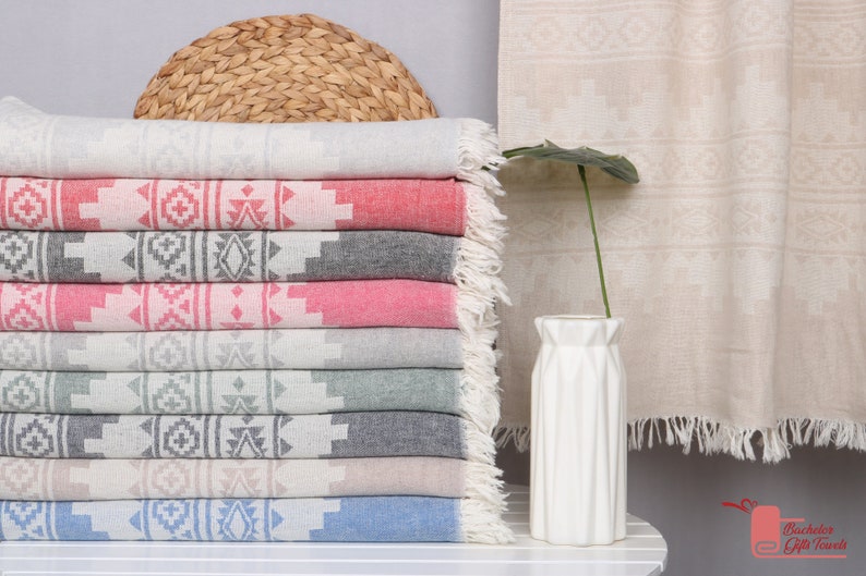 36"x70" Cotton Aztec Towel, Personalized Beach Towel, Monogram Beach Towel, Personalized Wedding Gift, Boyfriend Christmas Gift, image 1