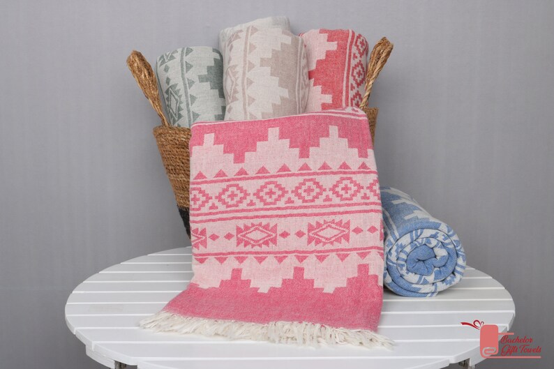 36"x70" Cotton Aztec Towel, Personalized Beach Towel, Monogram Beach Towel, Personalized Wedding Gift, Boyfriend Christmas Gift, image 7