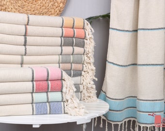 Personalized Gifts, Linen Striped Towel, Personalized Turkish Towel, Bridal Shower Gift, Bridesmaid Gift, Gift for the Home, Gift Boxes,