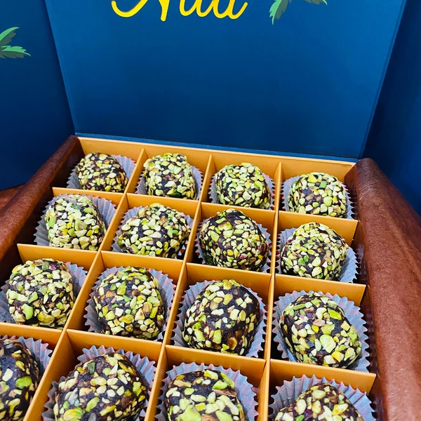 Pistachio Date bites roll, covered with pistachios, healthy snack, homemade , Ramadan gift.!!!