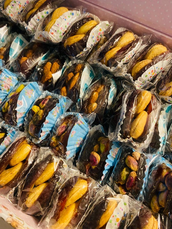 Palestinian Medjool Dates Stuffed with Nuts & Dried Fruits-Individually Wrapped, Luxury Gift Box, High in Fiber, Sweet Flavor, Vegan,24Pcs