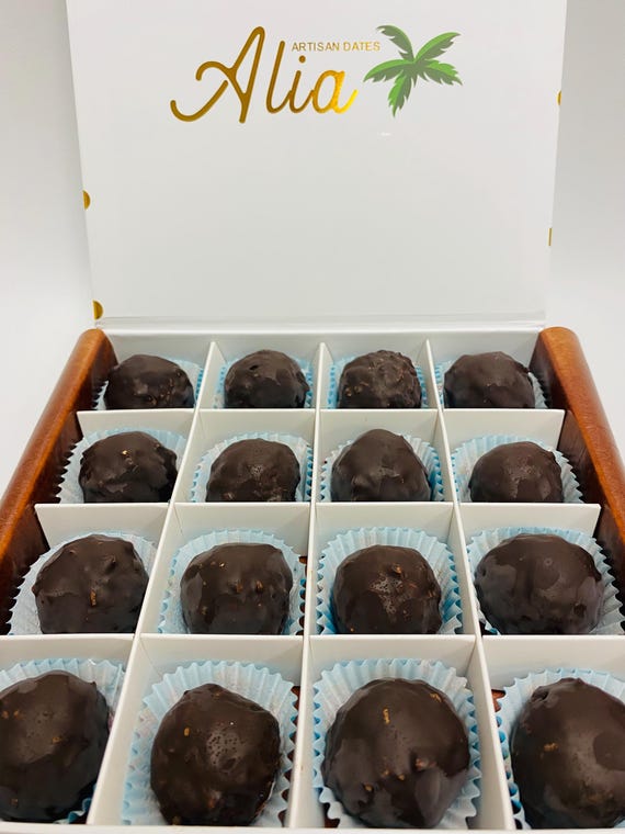 Date Paste mixed with Chocolate and Nuts Covered with Chocolate 16 Pcs.