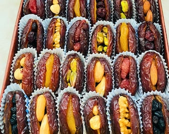 Coffret cadeau Medjool Gourmet Dattes farcies, 24 fruits secs emballés individuellement
