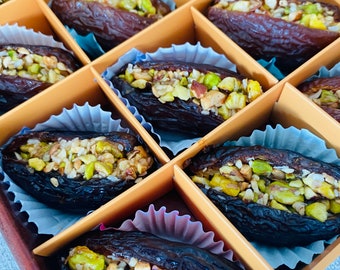 Hand-Stuffed Dates with Assorted Nuts: Vegan Healthy Snack (16 Pieces)