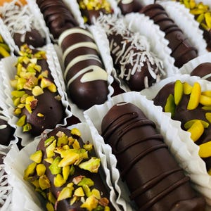 Chocolate Covered Stuffed Dates: Nutty Vegan Treat (18 Pieces)
