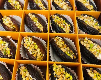 Hand-Stuffed Dates with Assorted Nuts: Vegan Healthy Snack (16 Pieces)