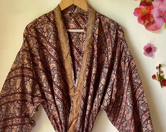 New Silk Sari Kimono! Boho silk kimono, Long Silk Kimono,Vintage Silk Sari Kimono,Loungewear,Beachwear,Maternity Wear,Kimono Cardigan /A01