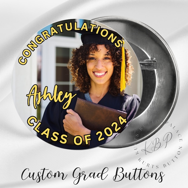 Custom Photo Graduation Buttons Keepsake | 2023 Graduation Class of 2023 | Congratulations Proud Mom Proud Dad | Graduation Favors 2023