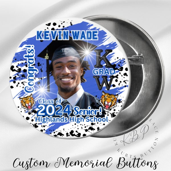 Custom Grad Buttons 2024 Graduation Class of 2024 Congratulation Family Grad Buttons Graduation Day Keepsake 2024 Senior Class Senior Button