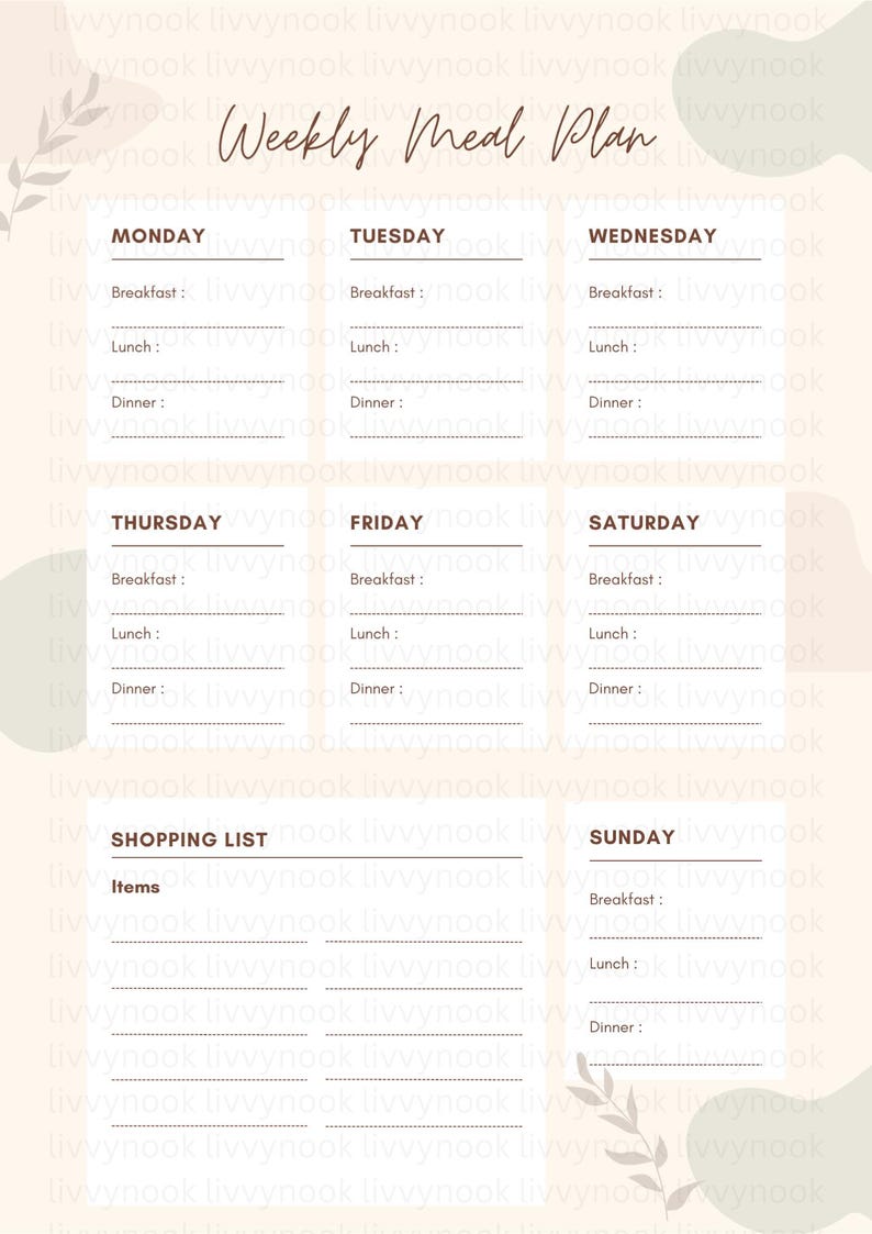 7-day Editable Meal Planner Template – PDF Download + Canva Access - Etsy