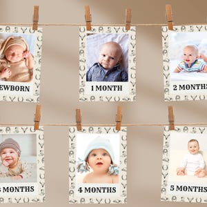 My First Rodeo Birthday Banner Editable Milestone Cards with Photos Printable Cowboy Birthday 1st Rodeo Instant Download Canva Template