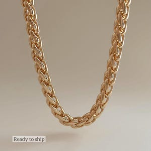 Chunky Gold Halskette Geflochtene Weizen Kette Bold Statement Schmuck 14K Gold Filled Dicke Halskette