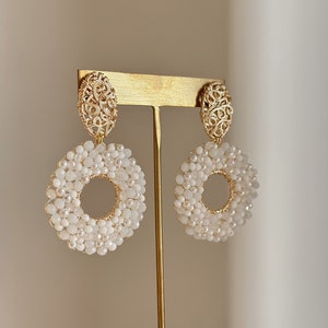 LUA White |White Pearl maxi earrings | White earring | Gift for her | Statement earrings | Drop earrings | Dangle earrings•Handmade earrings