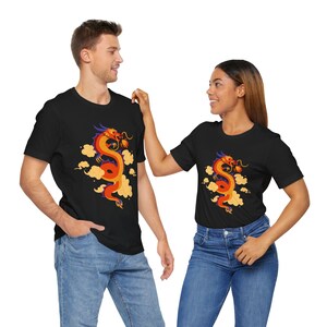 Chinese Dragon Shirt Lunar New Year Gift Year of the Dragon 2024 Lucky New Year Dragon Dragon Zodiac Sign Shirt Short Sleeve Tee